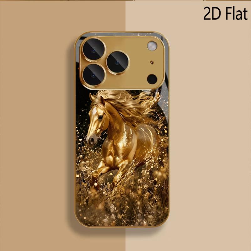 horse print Patterned tempered glass design for iPhone16 17 Pro Max 15 14 13 12 11 ProMax Phone Case Camera Cover Shockproof H