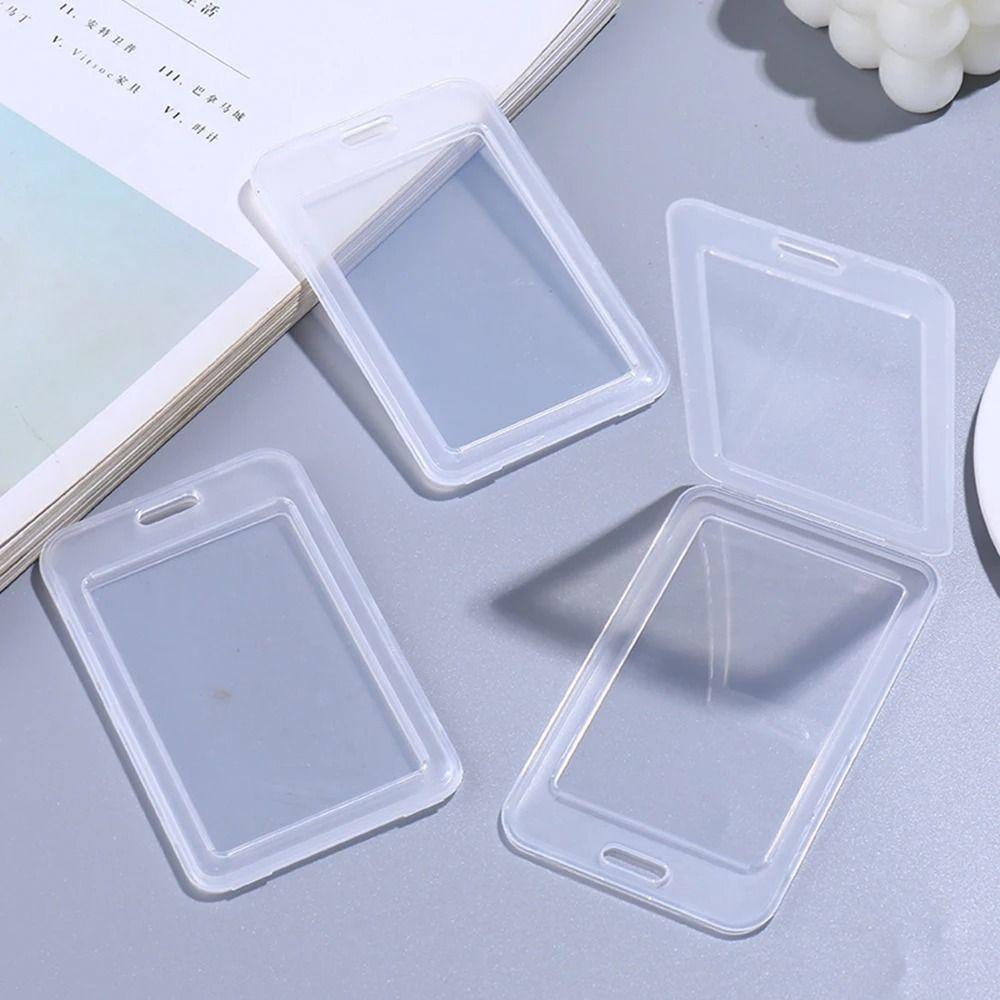 New Plastic Card Sleeves with Lanyard Transparent ID Card Protective Film Student ID Card Holder