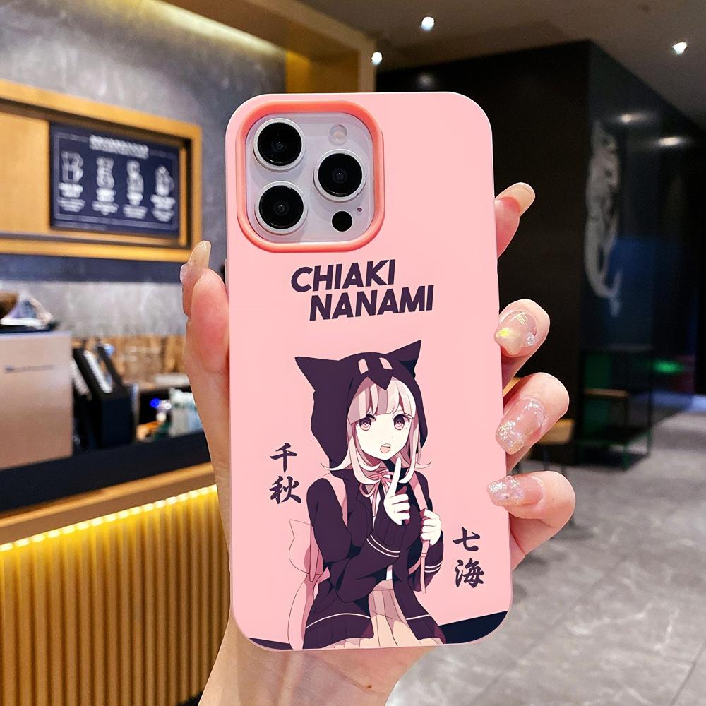 Danganronpa Chiaki Nanami Phone Case for iPhone 17 16 15 14 13 12 11 Air Pro Max Plus Jelly Double layer Pink Cover