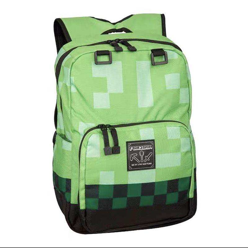 Minecraft Tile Backpack For School And Travel With Quilted Accents And Zip Closure