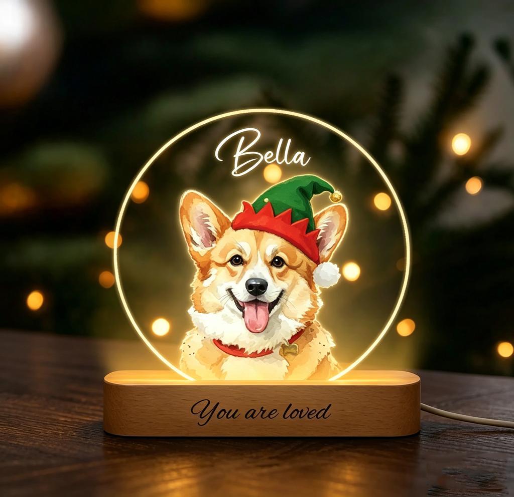 Individuelles Acryl-LED-Nachtlicht Personalisierte Haustierporträt-Design Mit Namensgravur Sentimentales Geschenk Für Tierliebhaber