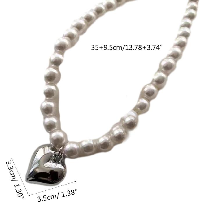 Artificial Pearls Necklaces Neck Jewelry Heart Pendant Necklaces CCB Material