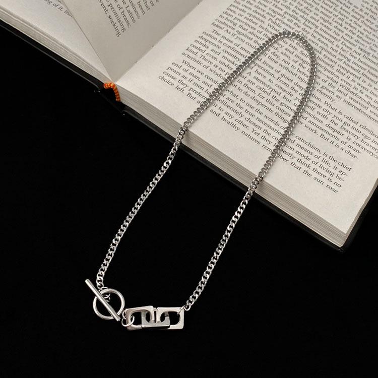 Unisex Titanium Steel Square Chain Necklace - Cold Style Choker with OT Buckle