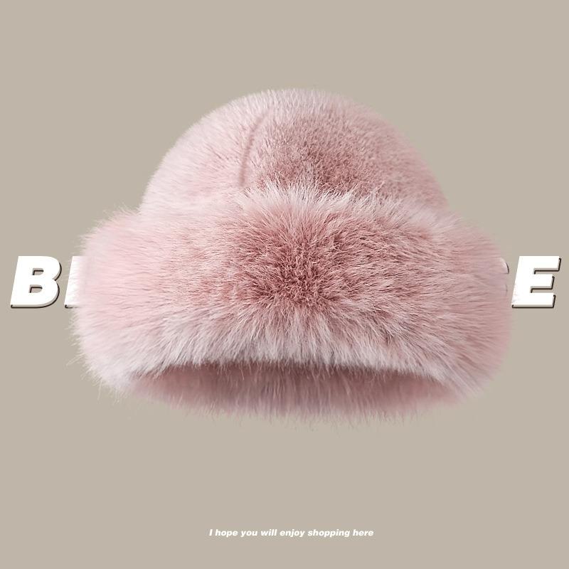 Hairy Mongolian Hat Girl Cute Face Small Dome Basin Hat Cold Warm Imitation Mink Warm Bucket Hat Winter