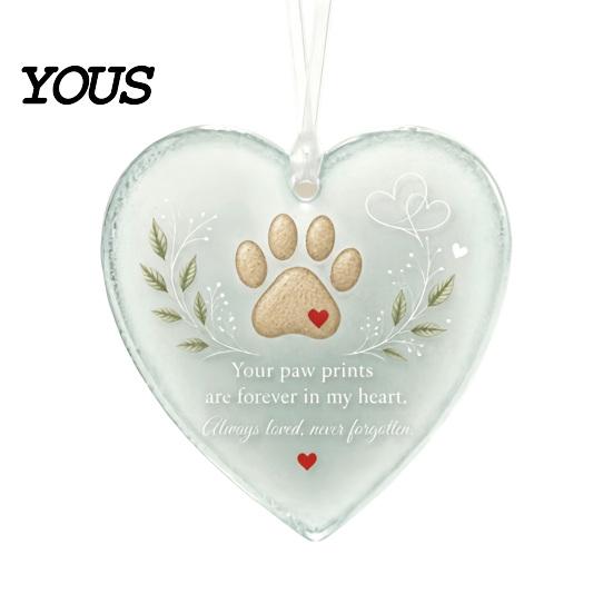Pet Loss Consolation Gift Acrylic Heart Shape Ornament with Animal Pattern & Emotional Message, Decorative Pendant Hanging Rope for Car Rear