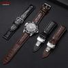 Butterfly Clasp Crocodile Pattern Leather Watch Strap 12/14/16/18/19/20/22mm Replacement Watchband Soft Business Wristwatch Band