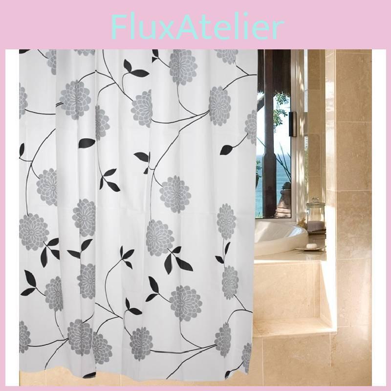 Bathroom Shower Waterproof Curtain Black Peony Kitchen Balcony Bedroom Partition