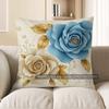 Home Decor Blue & Cream Floral Patterned Decorative Pillow Pattern Cushion Cover Suitable For Sofa Bedroom Car Pillow Cover