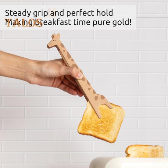 

Щипцы для тостера «Жираф» Деревянные щипцы для хлеба Противоскользящие щипцы для сервировки торта Многоцелевые деревянные щипцы для приготовления пищи Giraffe