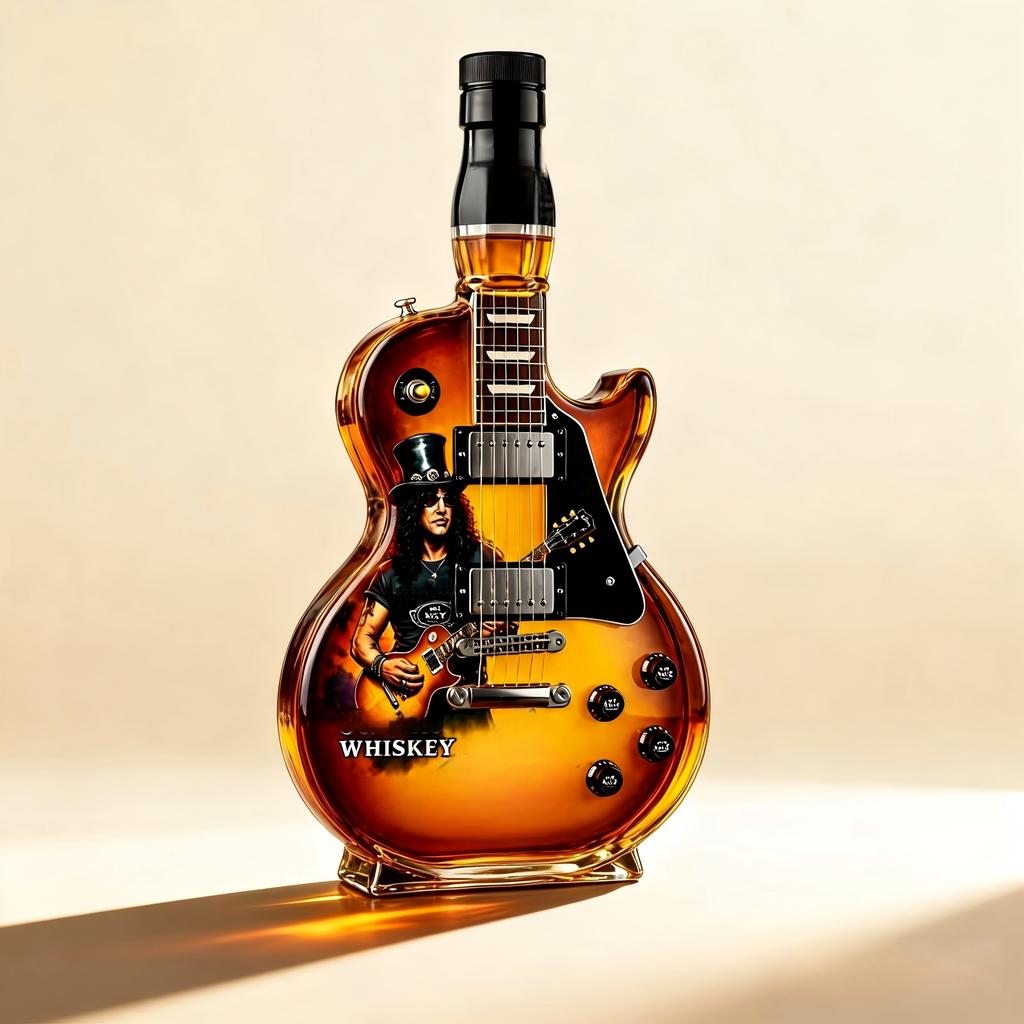 High Borosilicate Glass Whiskey Bottle Guitar Shape Design Whiskey Decanter Glass Liquor Bottle with Screw Cap for Home Bar Display