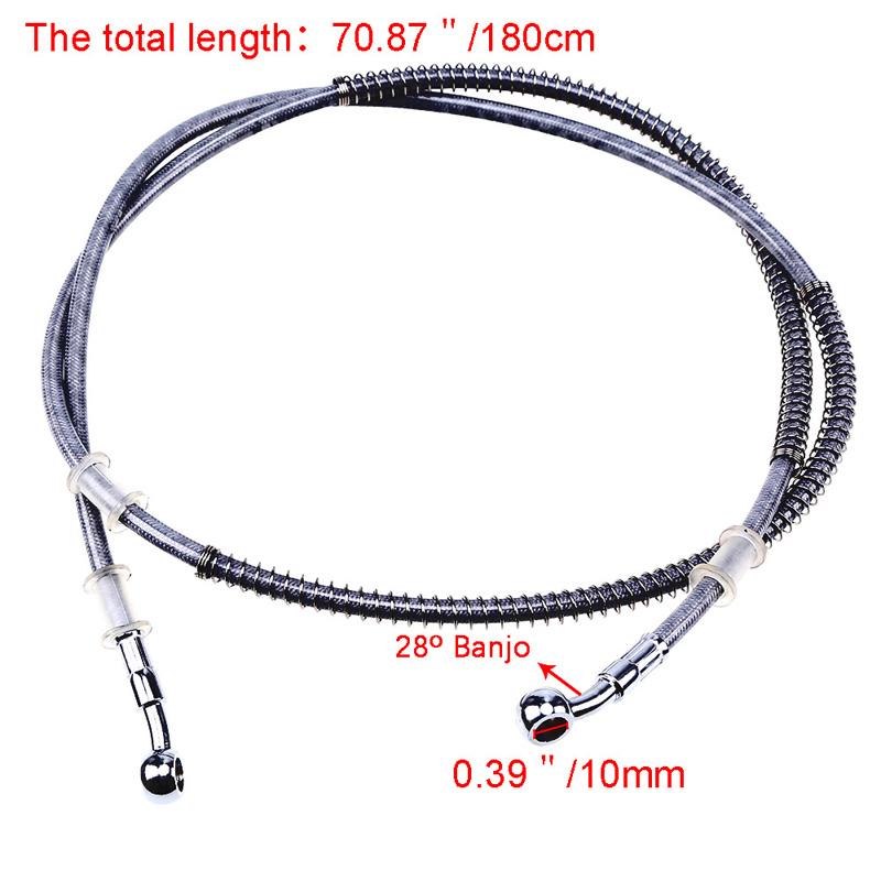 39-200cm Universal Braided Stainless Steel Motorcycle Brake Hose Line, AN3 Hydraulic Clutch Oil Pipe for ATV Dirt Pit Bike Street Racing