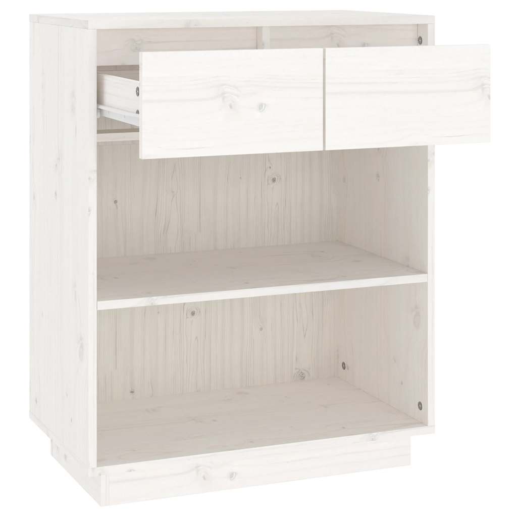 Vidaxl Szafka, Biała, 60X34X75 Cm, Lite Drewno Sosnowe