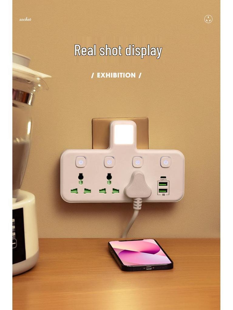 Internationaler Steckerleiste mit UK-, EU-, Thai-, Australischen Steckern & Typ-C-Ladefunktion