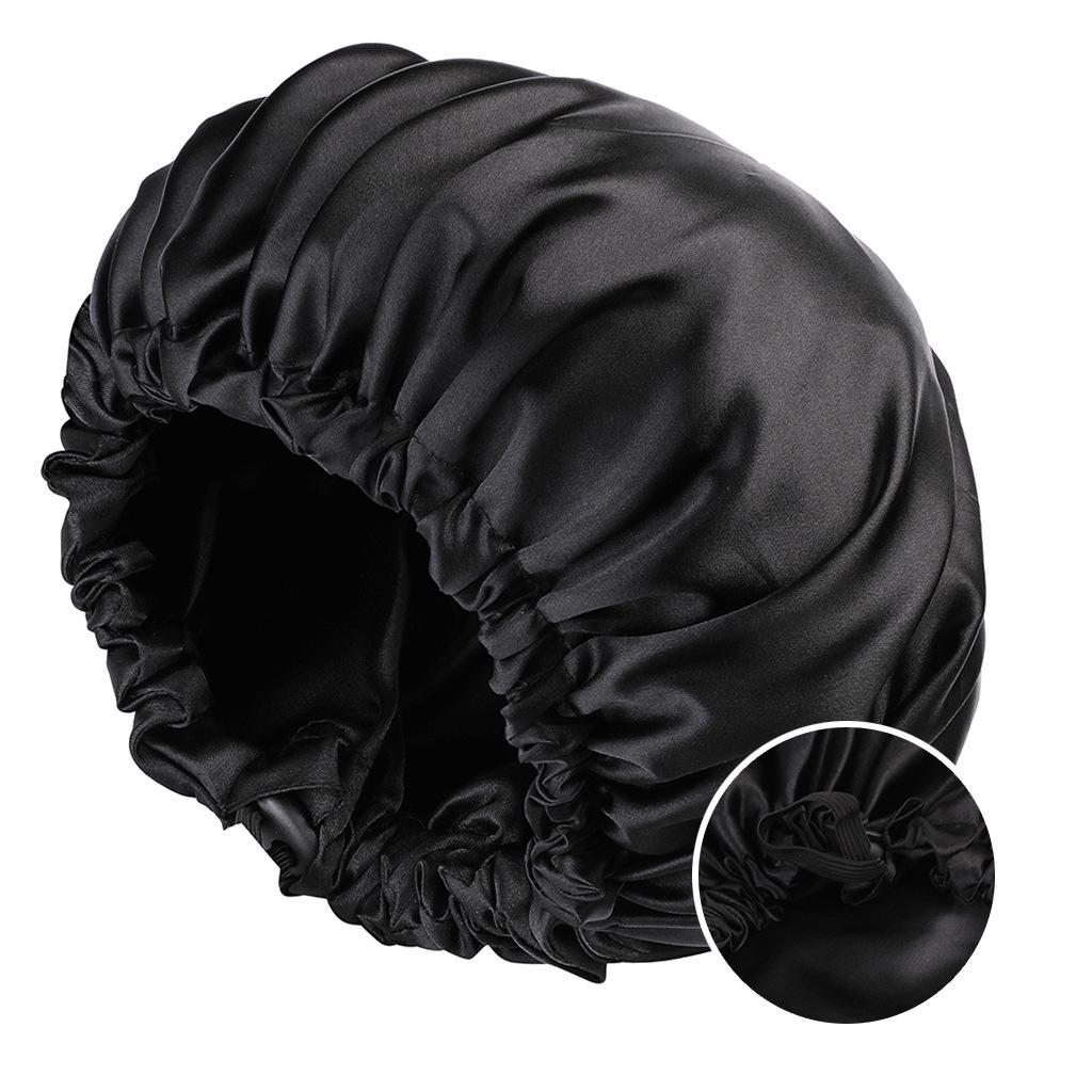 2024 Fashionable Double-Sided Satin Sleep Cap for Women - Elastic, Stylish Hair Protection with Button Design