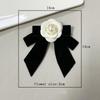 French Style Camellia Pearl Velvet Bow Brooch Elegant Neck Tie Mourning Corsage Pin Formal Wear Shirt Collar Accessories