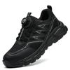 Rotating Button Safety Shoes Men Steel Toe Sneakers Breathable Work Shoes Protective Lightweight Non-slip Black Work Sneakers