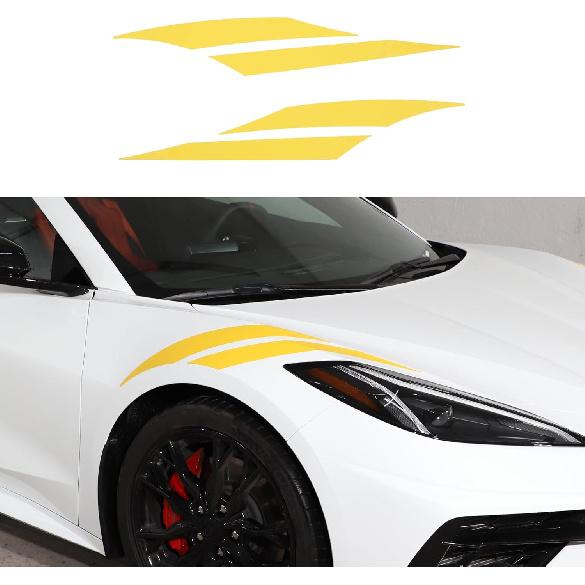 Front Headlight Decals Compatible with Chevrolet Corvette C8 2020-2026, Headlight Fender Stripes Sticker, Car Front Headlamp Decals Sticker