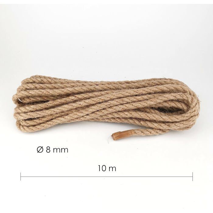 Jute Rope - 8 Mm X 10 M - Natural Jute - Eco-friendly - For Crafts, Gardening, Decoration