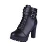 Women Autumn Ankle Boots Sexy Office High Heels Platform Boots Round Toe Leather Booties Black Pumps Ladies Party Shoes New 2024