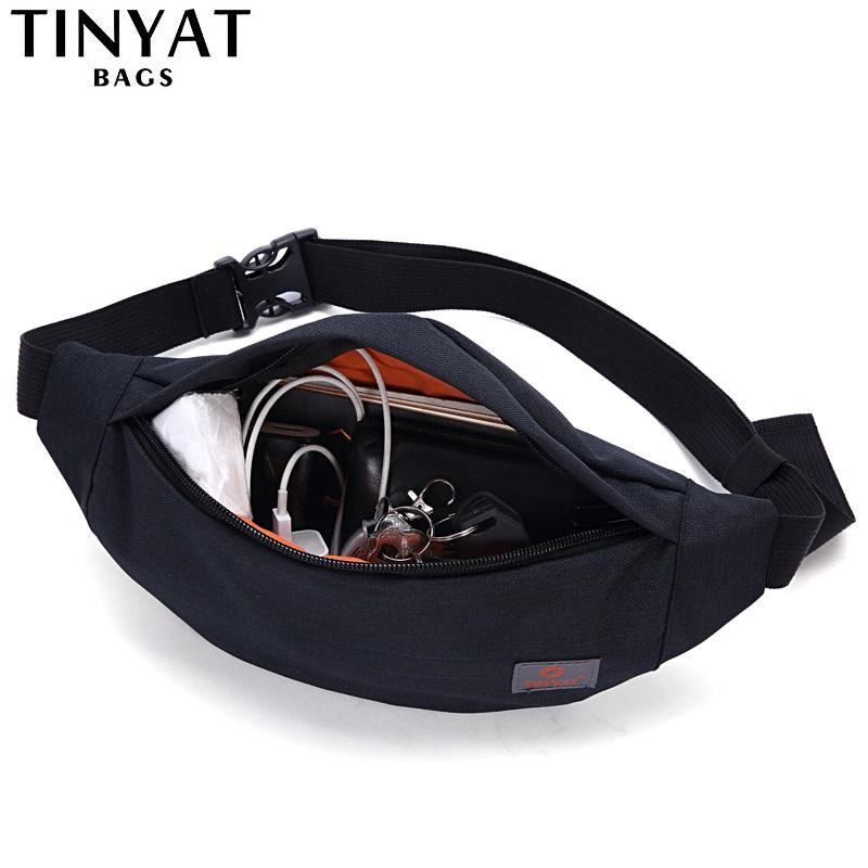 TINYAT Nové Pánské Taška na ležérní nošení Taška do pasu Značka Plátěná taška přes rameno Fanny Pack Ženy Taška na opasek Taška na peníze Telefon Black Bum Hip Bag