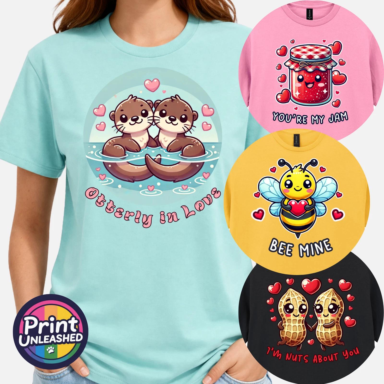 Funny Love Puns T-Shirt Cute Romantic Gift Shirt Unisex 5 Designs Bee Mine Otter 2XL