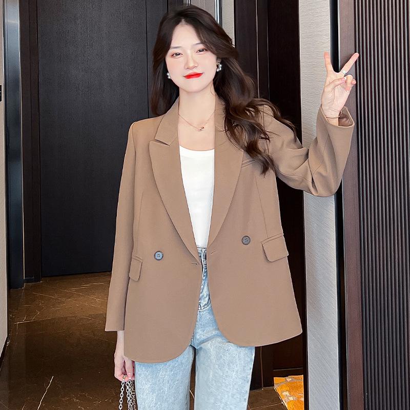 2026 Autumn Korean Street Style Loose Coffee Suit Jacket for Women