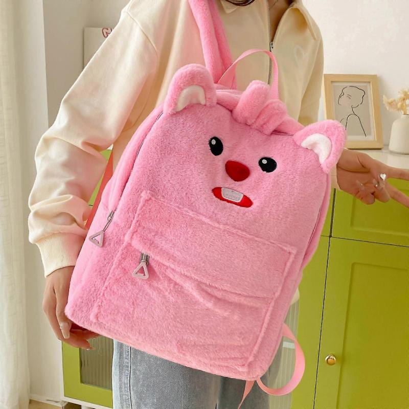 Cute Girly Heart Schoolbag Plush Student Backpack Fashionable Cartoon Three-dimensional Pink Rabbit Large Capacity Backpack
