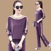 Gold Velvet Sportswear Set - Women's Spring-Autumn Fashion Chic Large-Sized Casual Loose Two-Piece Set