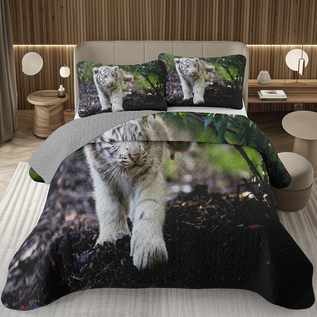 Tiger Quilt Set Twin King Size Wild Animal Tiger Bedspread for Adult Women Wildlife Print Bedding Western Farmhouse Coverlet Set