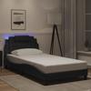 VidaXL Cadre de Lit avec Lumières LED, Lit Rembourré avec Coussin, Lit Simple, Lit Adulte Chambre, Moderne, Noir 100x200 cm 3214001