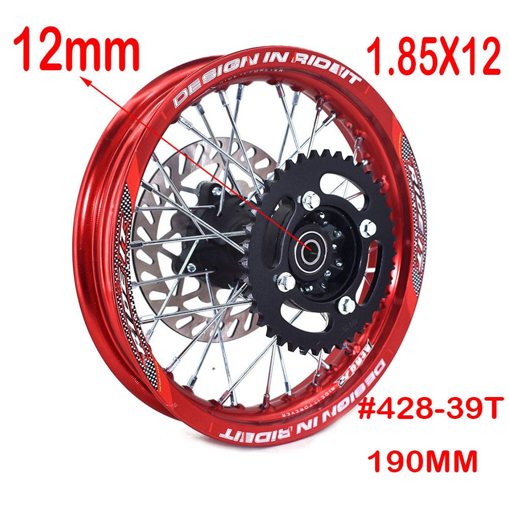 Aluminiumlegierung 1,85x12" Zoll Hinterradfelge Kreisrad mit Scheibenbremse Ritzel für KLX CRF Kayo BSE Dirt Pit Bike Motorrad