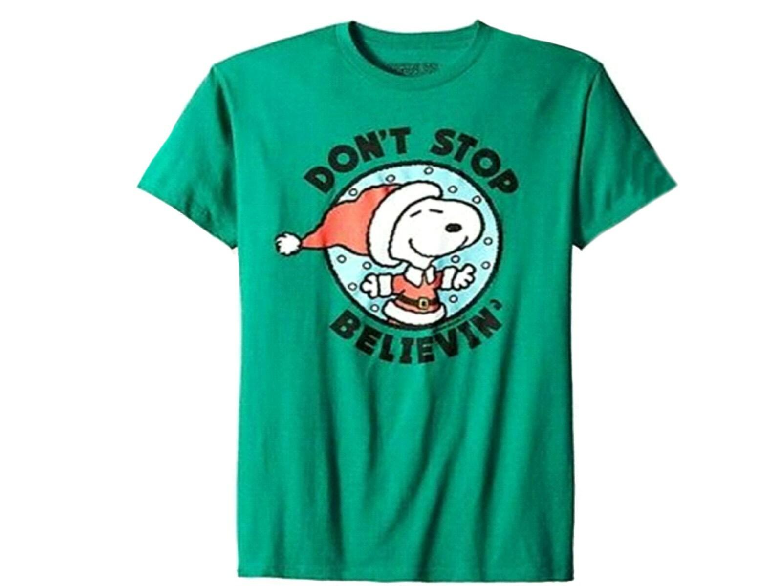 Peanuts Don t Stop Believin Green Snoopy mens t-shirt NEW S