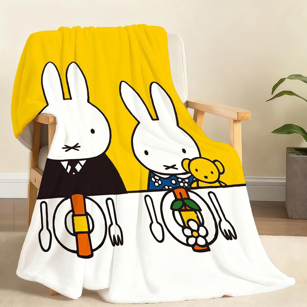 Kawaii M-Miffy and Her Friends Blanket Soft Throw Blanket for Home Bedroom Bed Sofa Picnic Travel Office Rest Cover Blanket Gift