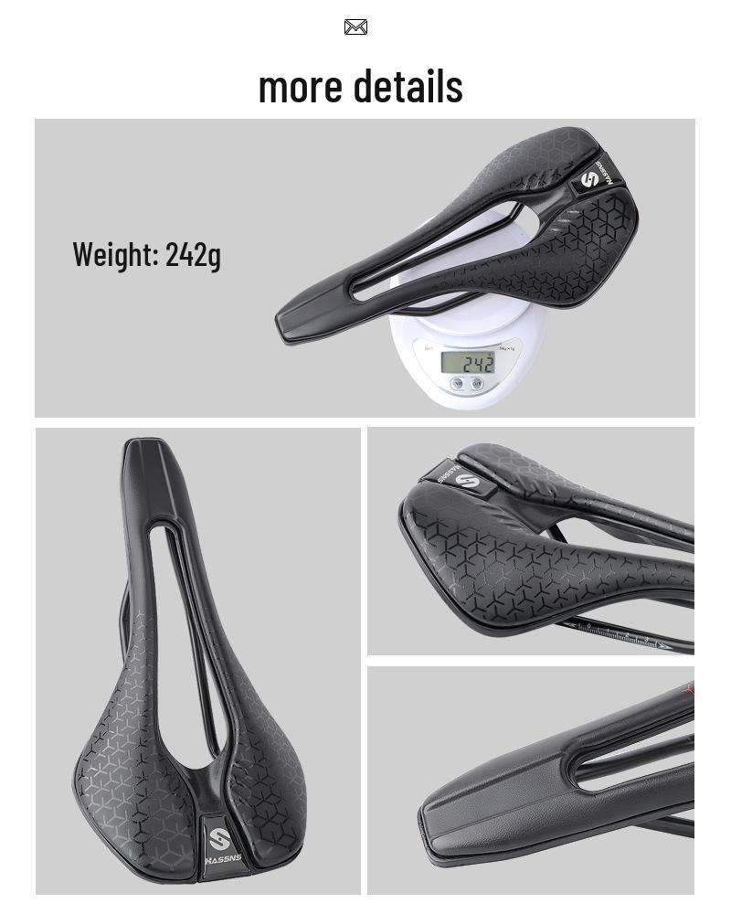 HASSNS Lightweight Mountain & Road Bike Saddle - Comfortable, Breathable Microfiber Leather with Hollow Design.