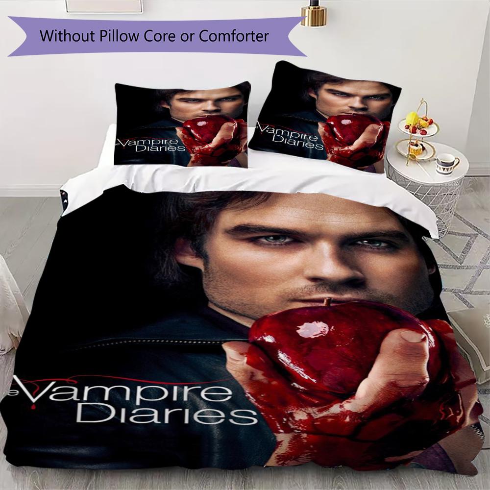 

The Vampire Diaries Pattern Bedding uilt Set uilt Cover Pillowcase Home Decoration Birthday Gift (1 * duvet cover + 2 * pillowcase without core)204 135x200cm