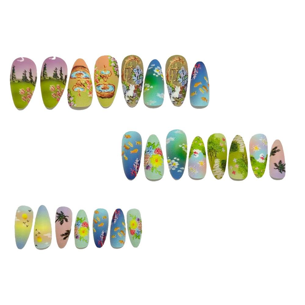 Four Seasons Scenery Nail Art Patch Natural Flower Nail Art Patch Removable Wearable Nail