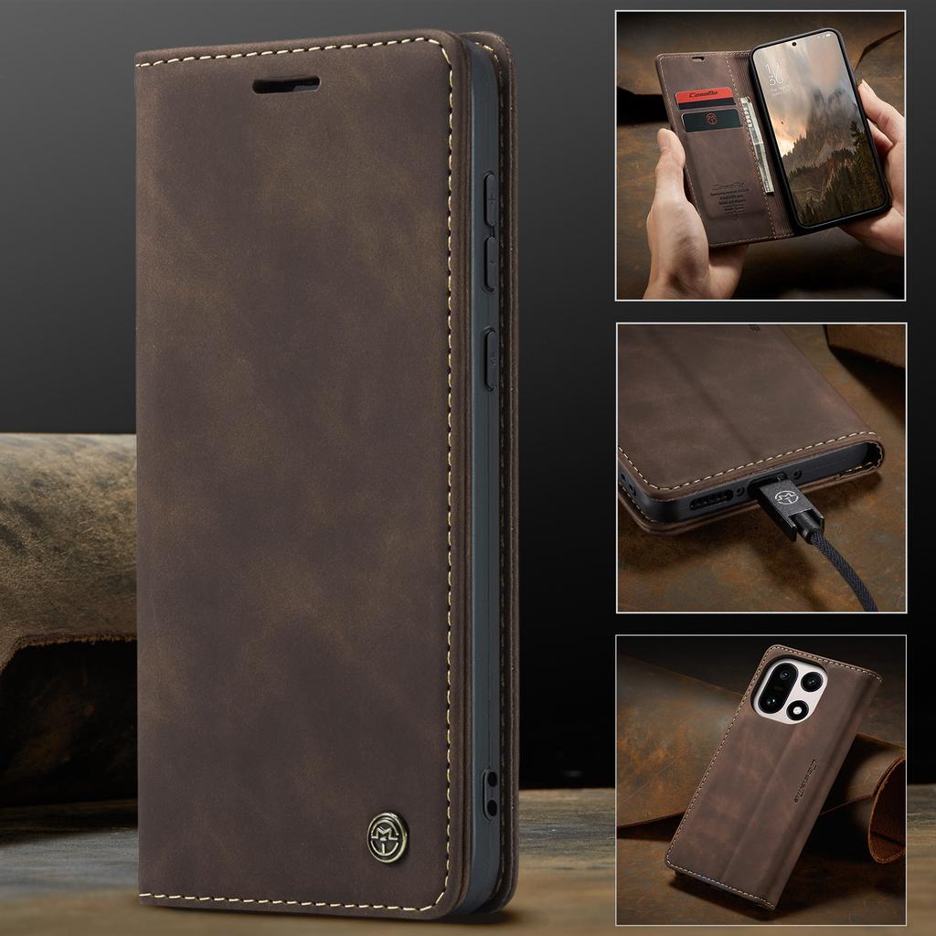 CaseMe Retro Magnetic Flip PU Leather Phone Case for Oneplus 15 Wallet Cover Phone Coque For Oneplus15 1+15