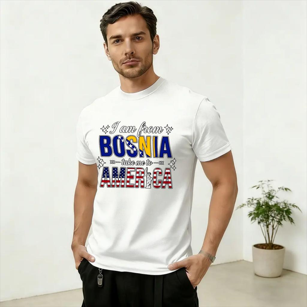 Sono dalla Bosnia Portami in America T-shirt Unisex Vintage Manica Corta Girocollo Puro Cotone 6XL Abbigliamento
