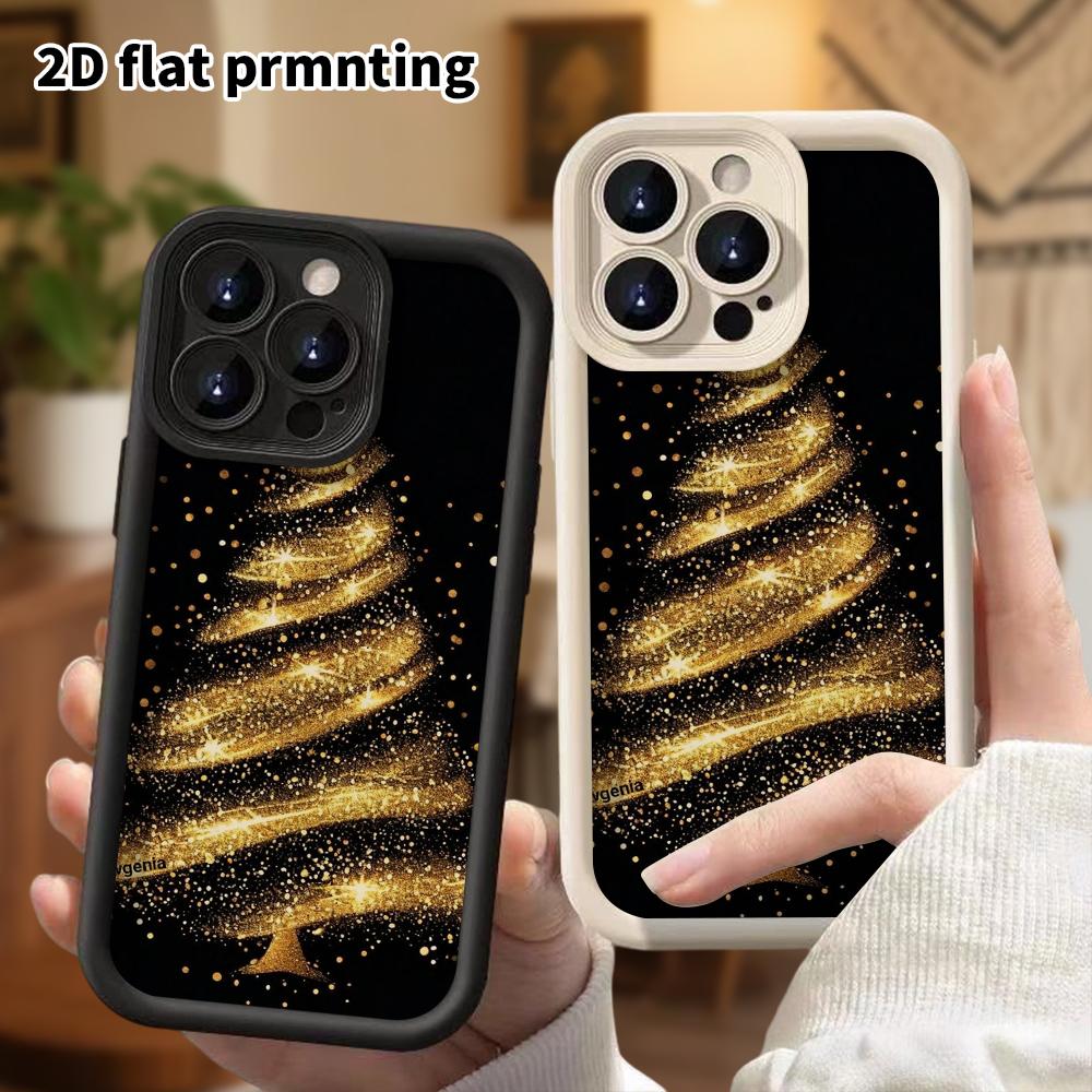 Phone Case: 2D Flat, Suitable for iPhone 18, 17, 16, 15, 14, 13 Pro Protective Case, Glitter Christmas Tree, Perfect Christmas and Halloween Holiday G