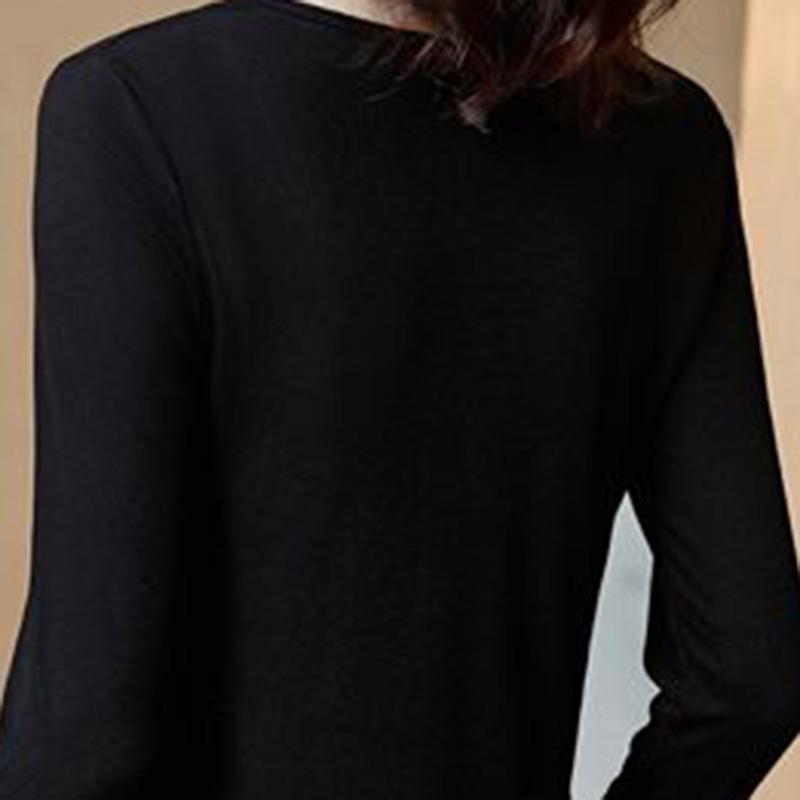 Tops for Women Pullover Long Sleeve V-neck  Autumn Winter Warm Slim Thickened Lace Top
