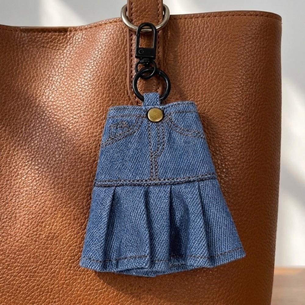 Creative Mini Denim Jeans Pen Holder Skirt Stationery Pouch Cute Keychain Student