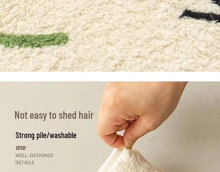 Cartoon Style Bedside Rug: Bay Window Foot Pad, Lazy Sofa Floor Mat, Dirt-Resistant, Easy-Clean Carpet for Living Room