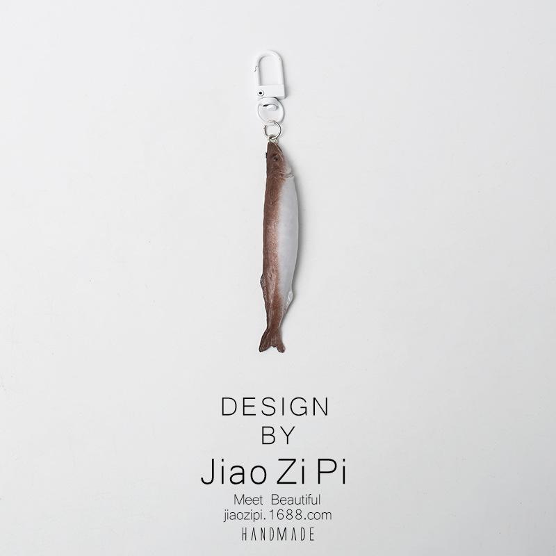 Japanese Style Funny Salted Fish Keychain: Realistic Backpack Pendant Ornaments, Personalized Fun Accessories