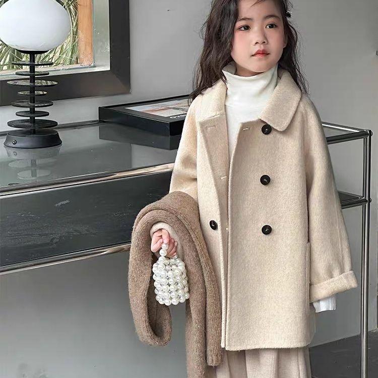 Girls` Double-Faced Wool Coat: Fall/Winter Casual