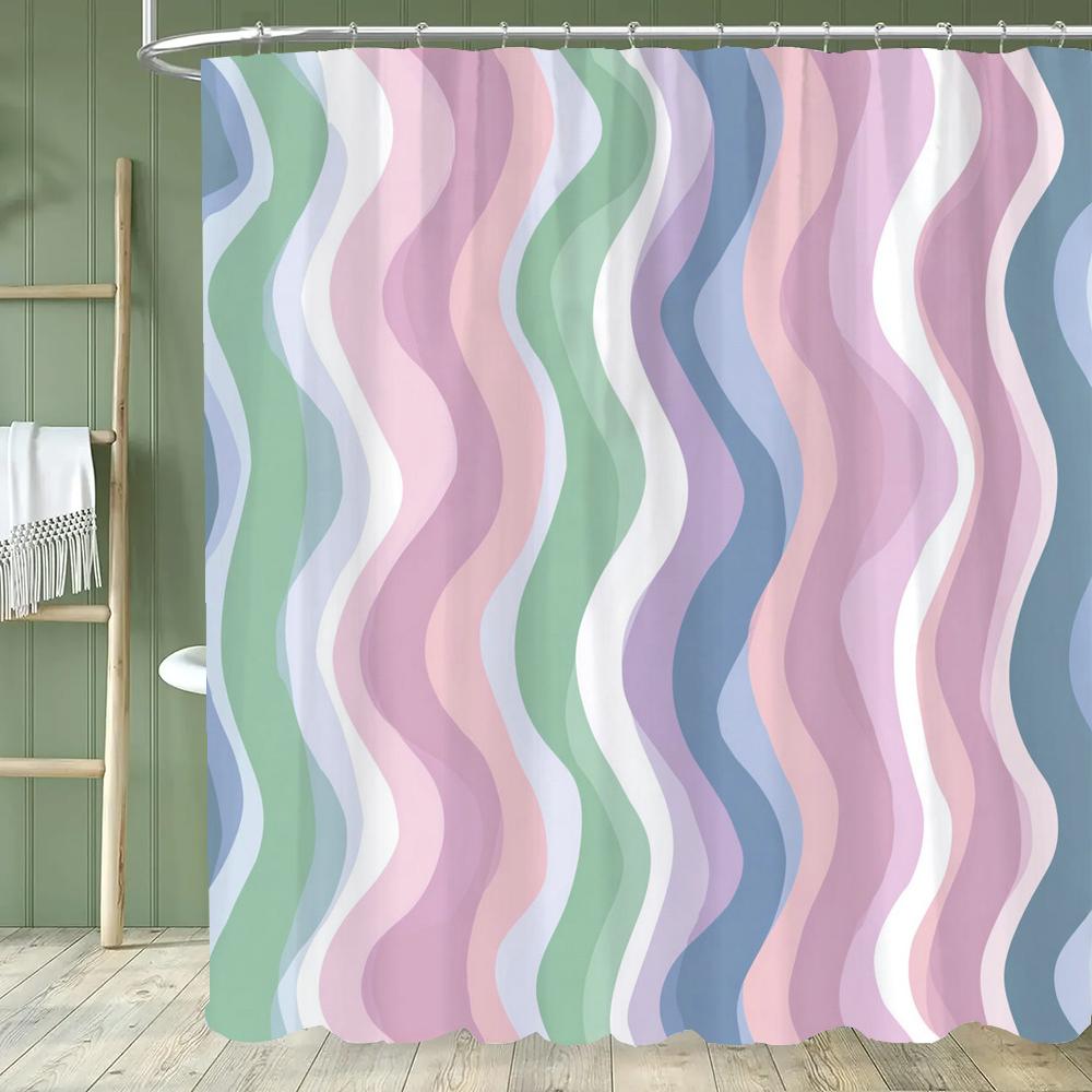Simple Colorful Lines Modern Fashion Pattern Shower Curtain Home Decoration Creative Personalized Shower Curtains
