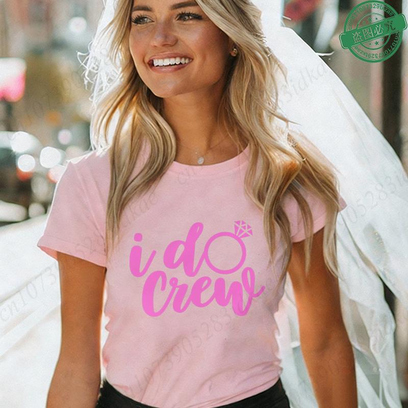 Womens Bachelorette Party Matching TShirts I Do  I Do Crew Print Tees Team Bride Bridesmaid Wedding Group Short Sleeve Tops S