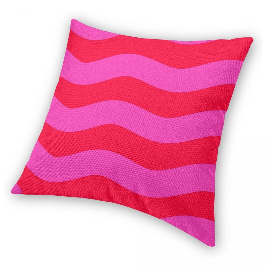 Vivid Wavy Pink Neon Red Square Pillowcase Polyester Linen Velvet Creative Zip Decor Throw Pillow Case Home Cushion Cover