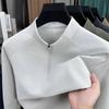 New semi-zipper stand-up collar sports long-sleeved t-shirt men's spring and autumn outdoor bottoming shirt solid color pullover casual top
