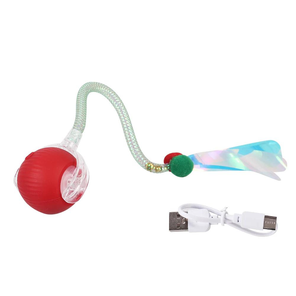 Hot New Automatic Interactive Teasing Cat Ball Durable Chew-resistant with Fake Tail Intelligent Pet Cat Dog Play Prop Accessory