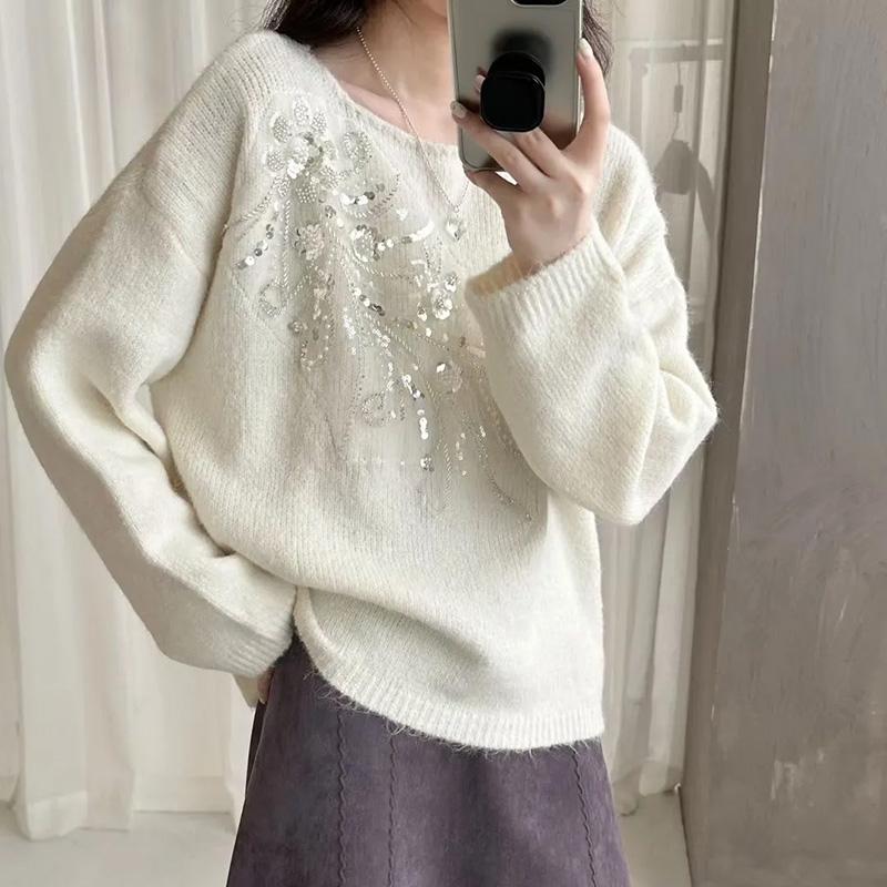 Sweater for Women Autumn Winter Thickened Pullover Warm Knitted Long Sleeve Oversize Jumper Tops